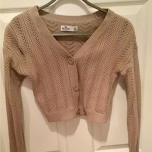 Hollister Women's Cropped Tan Cardigan Sweater XS
